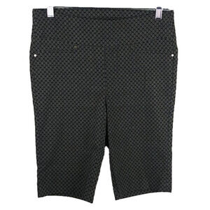 Rafaella Weekend Comfort Black Geometric Print High Rise Pull On Bermuda Short